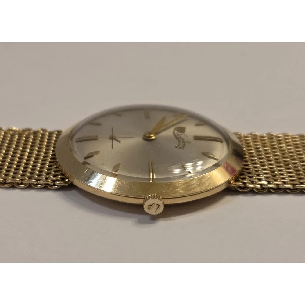 Vintage Lucien Piccard Solid 14k Gold Men's 33mm Manual Watch & Band